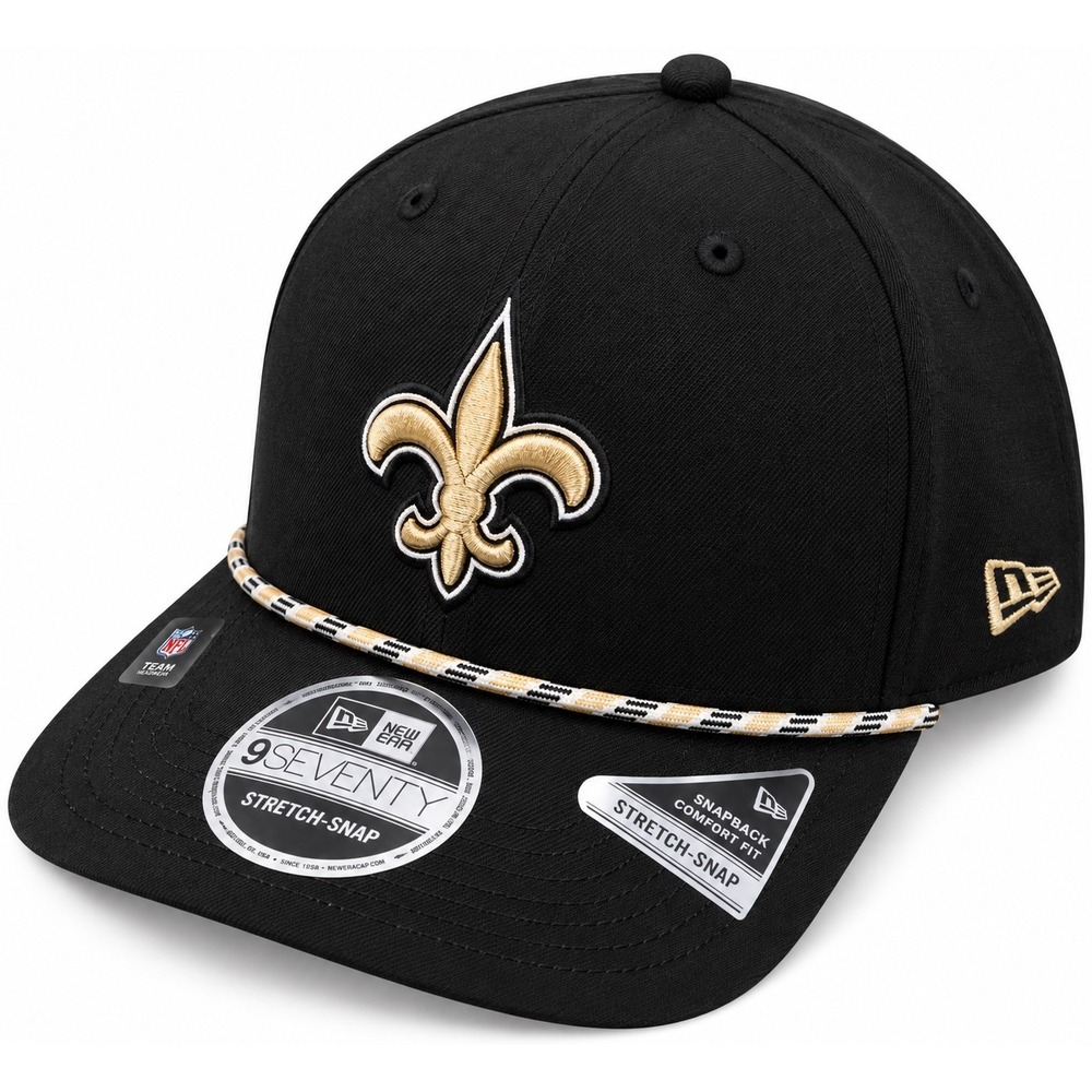 New Era New Orleans Saints 9SEVENTY Stretch-Snap Rope Hat Black Gold NFL OSFM